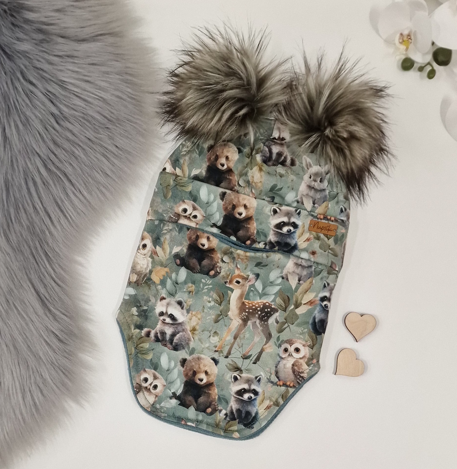 Talve tuukrimüts Metsaloomad tuhmil vanarohelisel 1 Talve tuukrimüts Metsaloomad tuhmil vanarohelisel