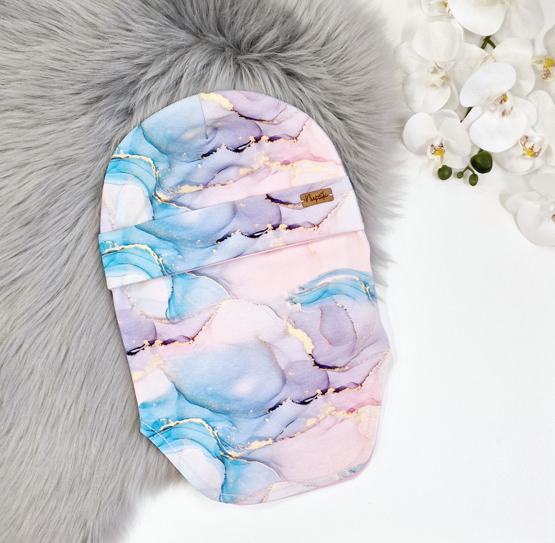 Tuukrimüts Marmor heleroosa-helesinine-helelilla 1 Tuukrimüts Marmor heleroosa-helesinine-helelilla